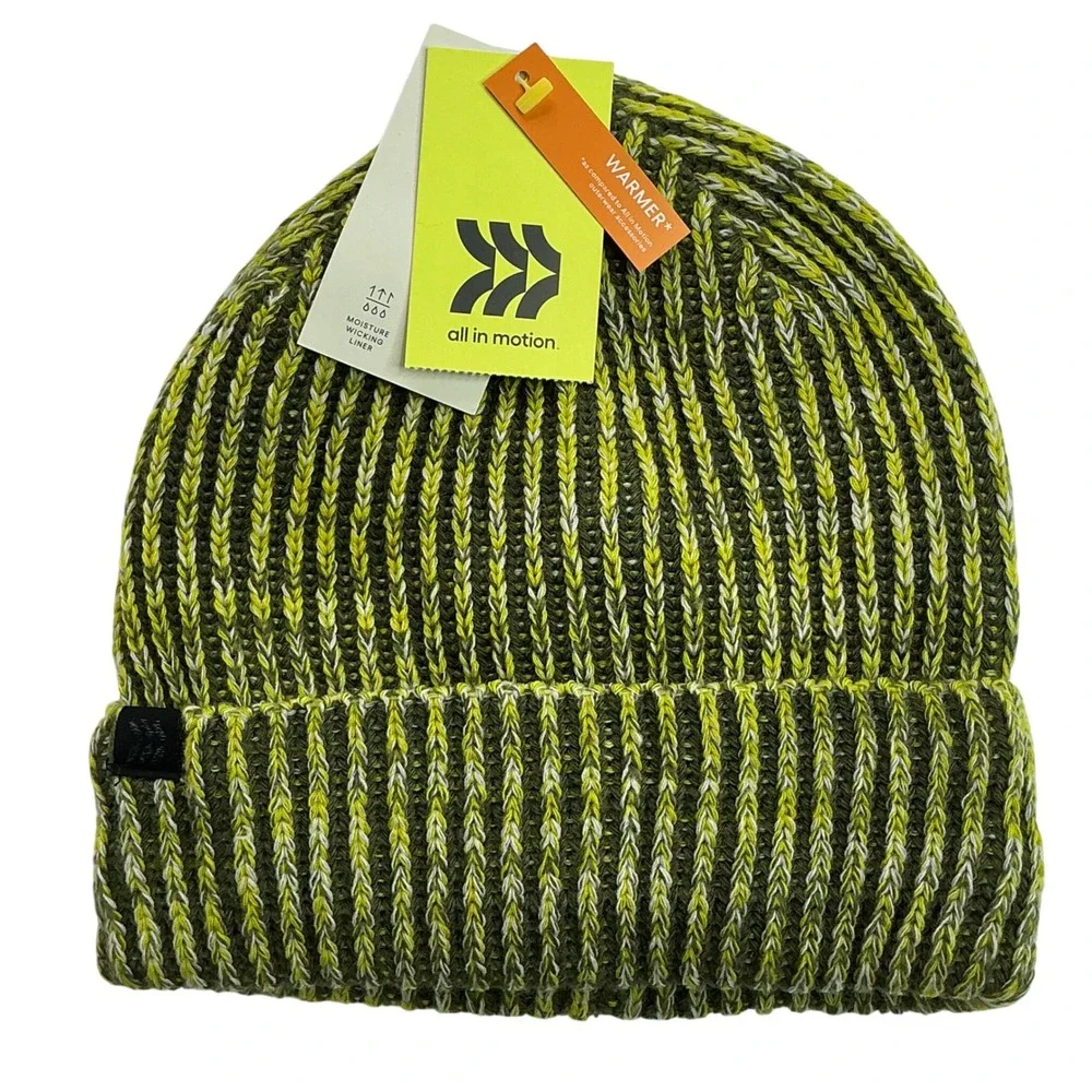 All in Motion Olive Green Beanie Kids OSFM Moisture Wicking Fleece Lined NWT